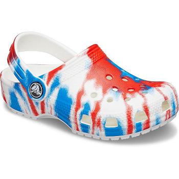 Crocs Classic Tie-Dye Graphic Clog Cervene / Modre - Detske Dreváky